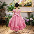 Girls' gowns with train, flower girl dresses, children's floral tutu dresses, princess dresses, baby girl's first birthday gowns