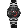 New hollow-out creative tech men's steel band watch with rotating bezel - quartz watch for cross-border e-commerce