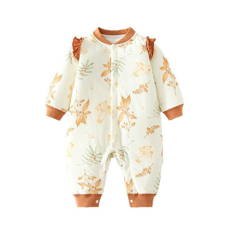 Babibele baby cotton-padded romper, quilted autumn/winter bodysuit, seamless onesie, lightweight cotton, thickened, snap-crotch crawling suit for infants and toddlers