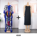 African women's plus size printed holiday beach dress loose sun protection robe  chiffon dress two-piece set