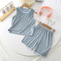Kids' tank top set - lightweight modal loungewear for boys - sleeveless air conditioning suit - baby ice silk pajamas - summer boys' outfit