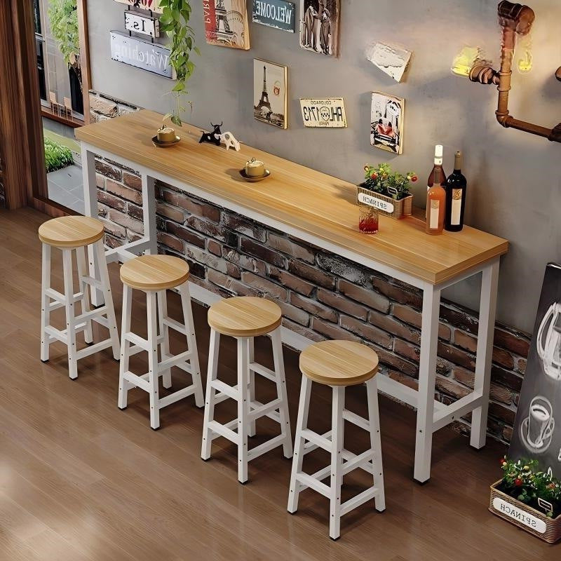 Bar table and chair combination commercial dining table bar milk tea coffee shop long table high table for home narrow table against the wall