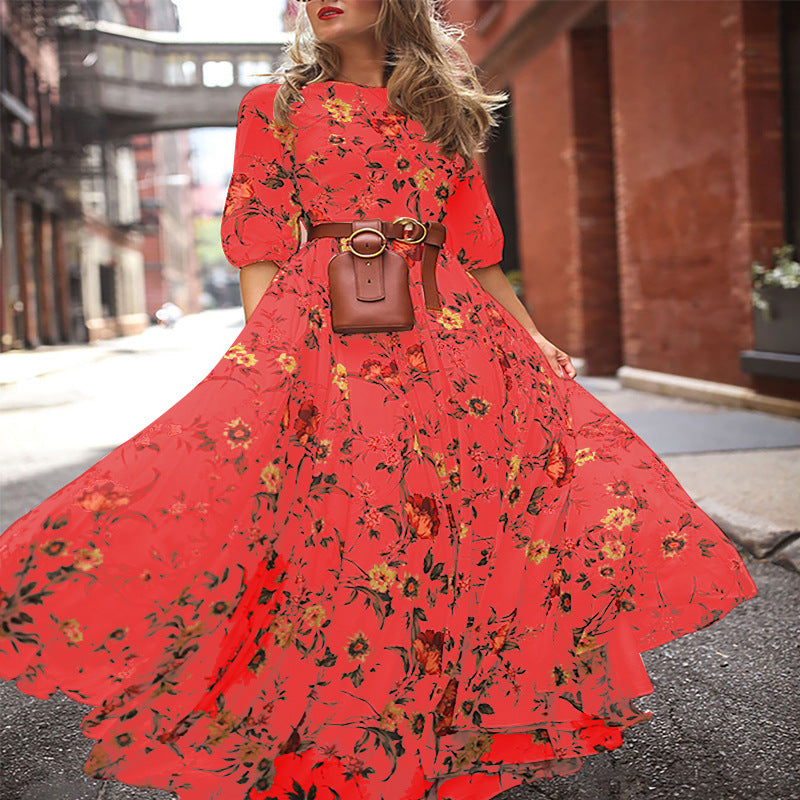spring new arrivals: southeast asian women's printed maxi dress - -approved slim fit fashion dress