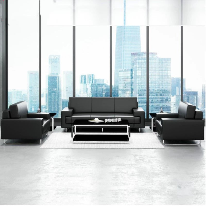 4s office sofa - minimalist modern small reception area seating - three-seater genuine leather business negotiation office