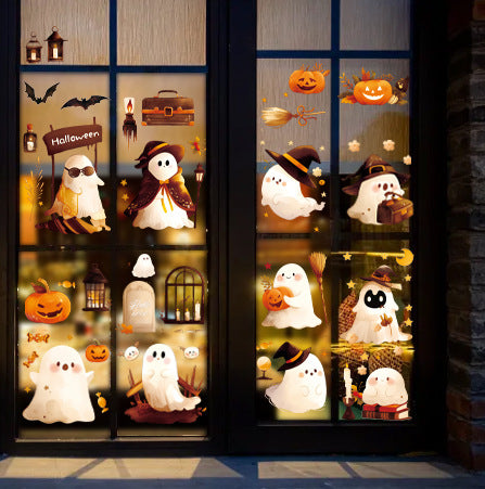 New Halloween 3D cute ghost pumpkin static sticker Halloween holiday party decorative glass window sticker