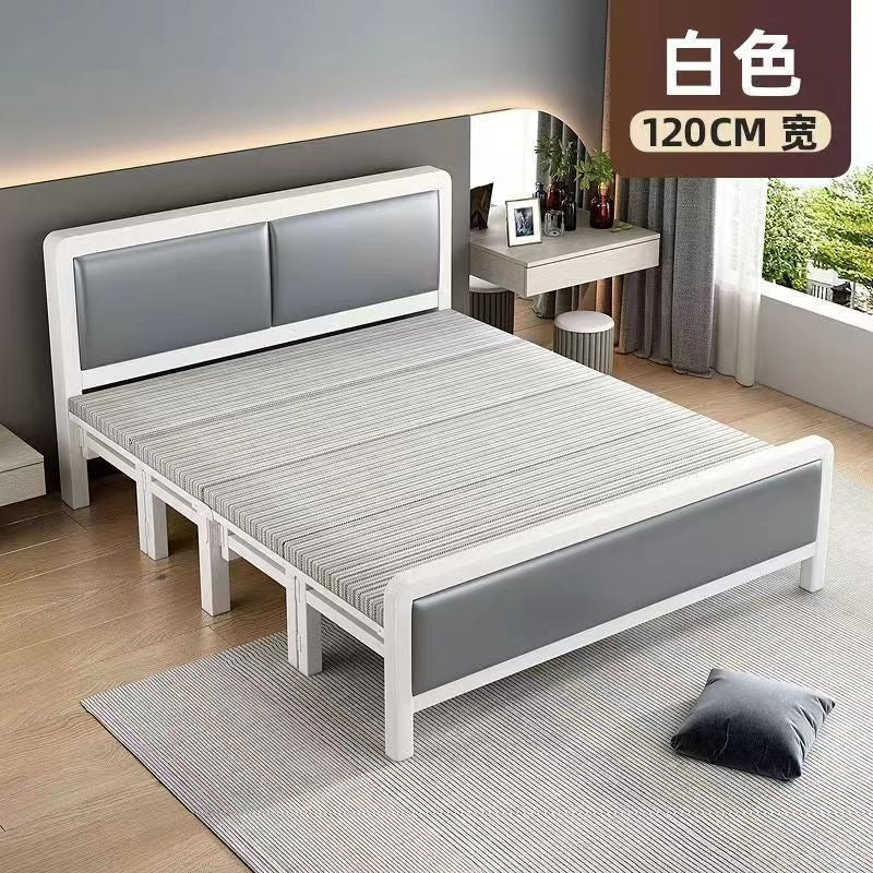 Four-fold foldable bed single bedfor homesimple office lunch break double rental house adult iron bed