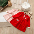 Girls' knit dress - new autumn/winter  collection - kids' lace collar knitted dress - baby red princess dress