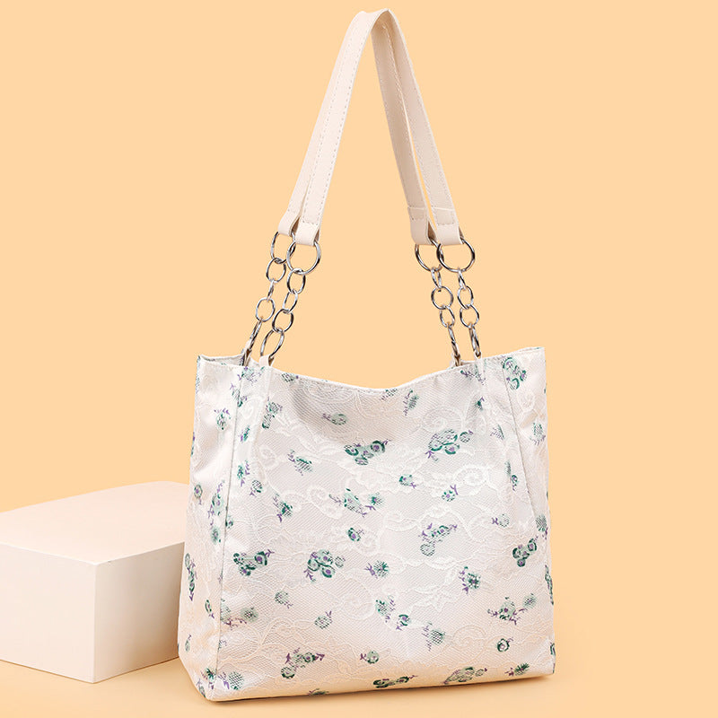 2025 new large capacity women's bag lace fashion handbag minimalist trendy shoulder bag casual commuter tote bag