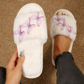 Indoor and outdoor heattechstuffedplus size cotton slippers for women aliexpressstuffedfamily slippers lace butterfly floor slippers