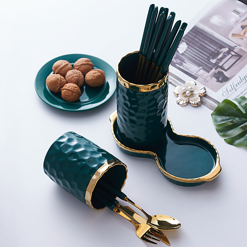 Nordic creative ceramic chopstick cage drain tableware knife fork spoon chopsticks kitchen storage tube for home drain chopstick cage tube