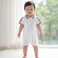 Infant & toddler  new style chic baby plaid smiley face snap-closure short-sleeve turn-down collar romper - summer all-cotton bodysuit