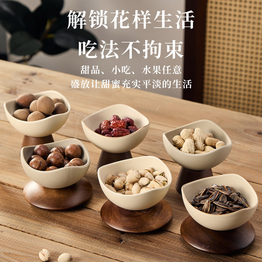 Japanese creative stoneware dessert cup dessert bowl ice cream cup tall flying saucer bottom seat afternoon tea snack plate