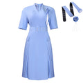 D584  foreign trade women's new fashion elegant v-neck solid color plus size pleated high waist african dress