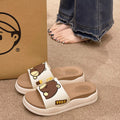 Cute cartoon slippers women's summer outdoor wear thick sole home indoor bath non-slip office soft sole flip-flops