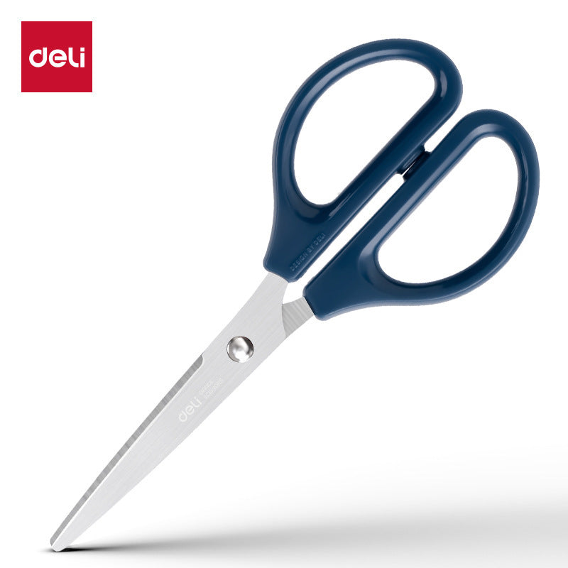 Deli 0602 office stationery scissors home office anti-stick handmade scissors black handle stainless steel paper cutter