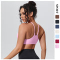 New arrival nude yoga vest thin shoulder straps detachable breast pad sports intimates suspenders beautiful back push up fitness bra