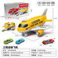Kids' ejection transforming airplane storage toy set - alloy car, realistic fire truck, construction vehicle, police car, and transport helicopter for boys