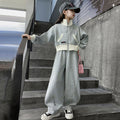 autumnew arrivalgirlsuitautum clothingchildrenk-style stand collar spring & falloutwearloose pantssuit