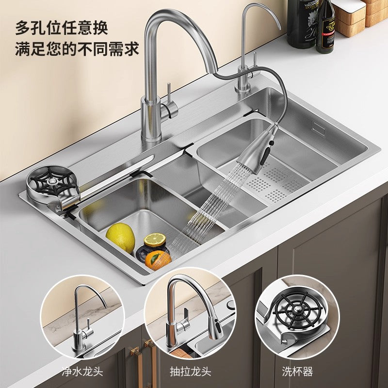 For homethickened sink large single slot 4.0 millet grain embossed 304 stainless steel kitchen sink undercounter sink