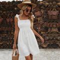 European and american style  spring new arrival: chic and professional short skirt, spaghetti strap solid color casual knitted dress for cross-border e-commerce