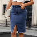 fashion spring/summer new arrivals:  elastic denim skirt, slimming fishtail midi skirt for women