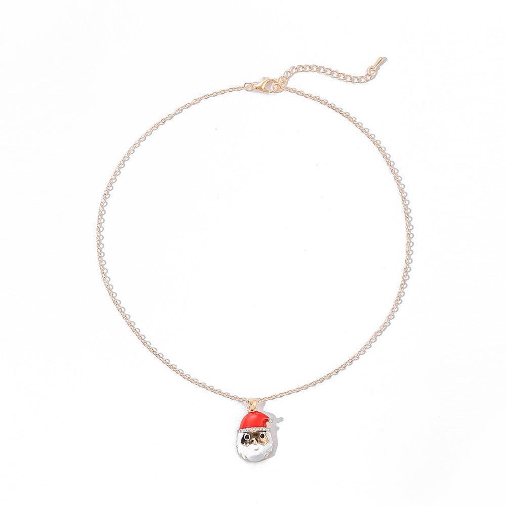 Wholesale christmas necklaces: european and american cross-border jewelry, high-end, instagram-style, diamond-studded wishing santa claus necklace for women