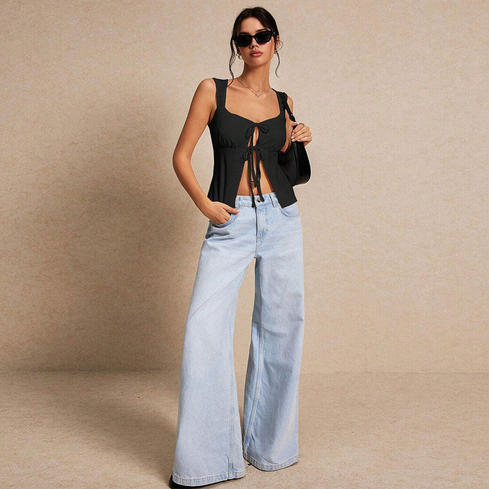 spring/summer  women's tank top tie-up cardigan top - cross-border shipping timelines & tiered pricing