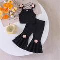 Children's clothing  fashion children's clothing black camisole + flared pants girl cross