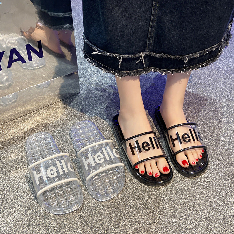 Trendy home transparent slippers women's summer new indoor anti-slip bath bathroom crystal slippers