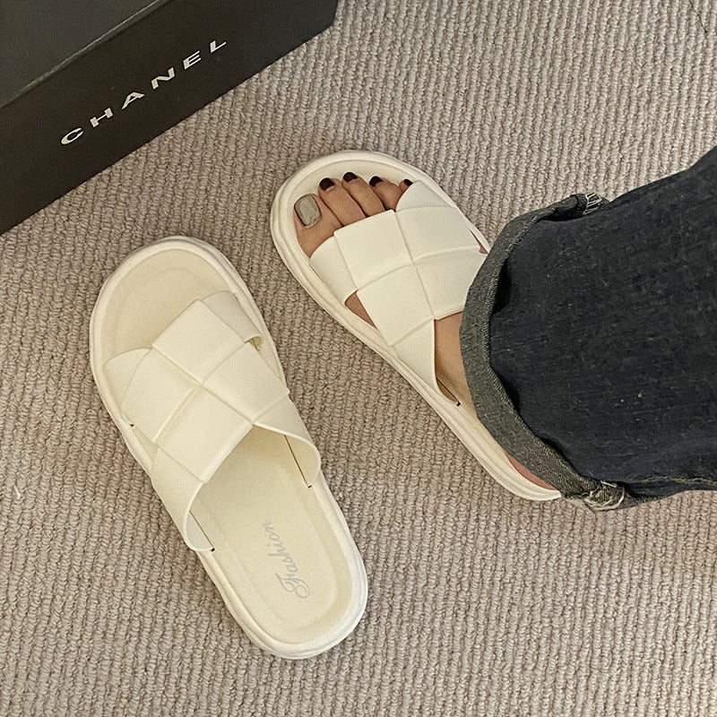 Fashion sandals and slippers for women outwearsummernew arrivalpopulark-stylecasualeasiest for matchplaidnon-slip beach flip-flops for women
