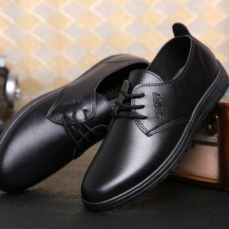 New chef shoes - hotel kitchen anti-slip, oil-resistant footwear - kfc men's shoes - stylish black work leather shoes for men