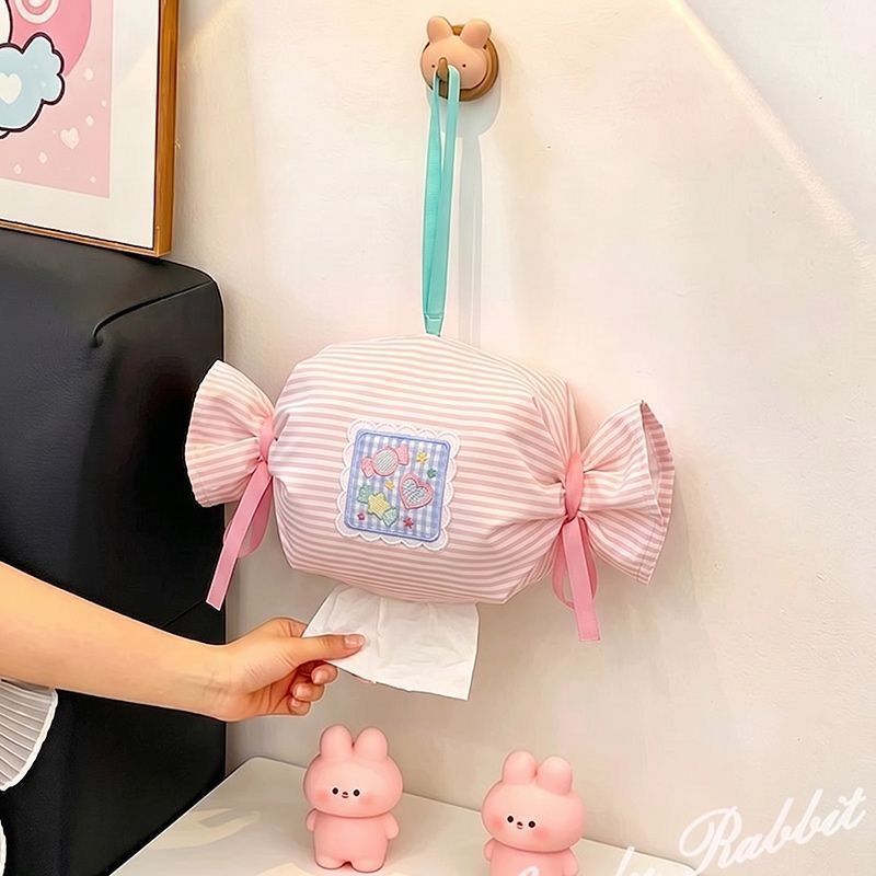 Inssweet candy tissue box can be hung on dining tissue storage bag car fabric high-looking living room hanging bag