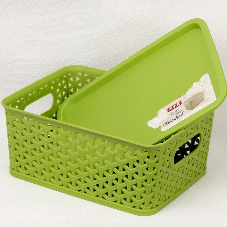 Rattan plastic storage basket Fruit basket Kitchen storage Office toy storage basket