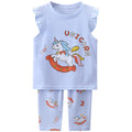 Kids' short-sleeve cotton set: summer t-shirt & pajamas for boys & girls - perfect for home wear and sleepwear