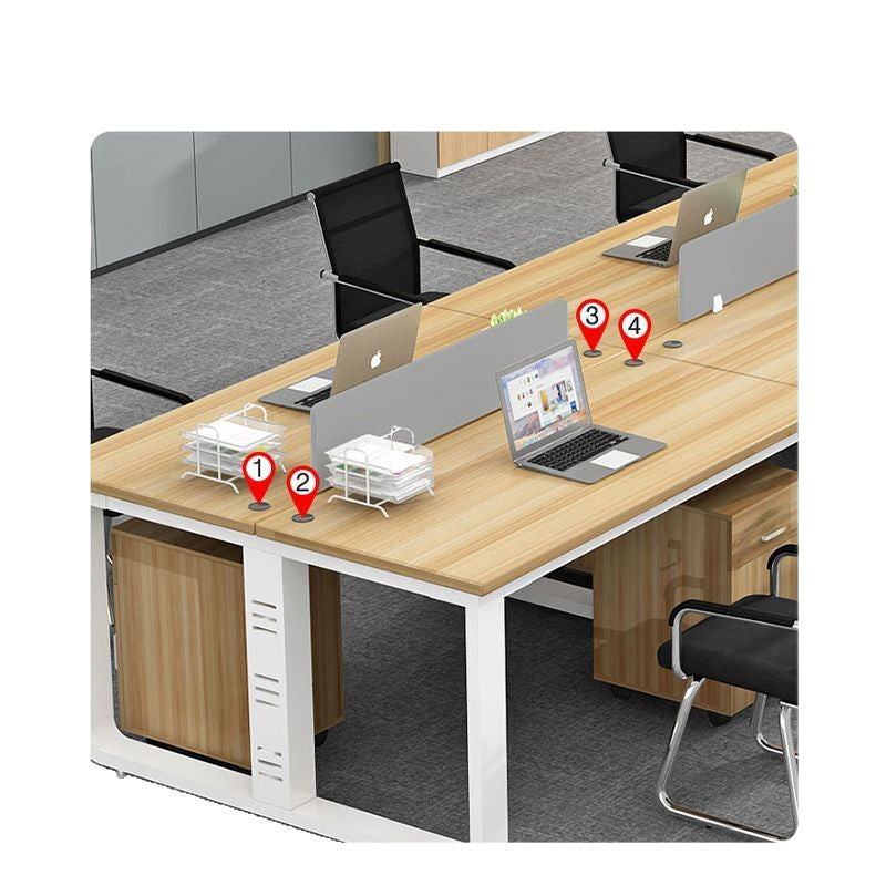 Modern minimalist office desk and chair set - computer desk, office partition, and long table for employees