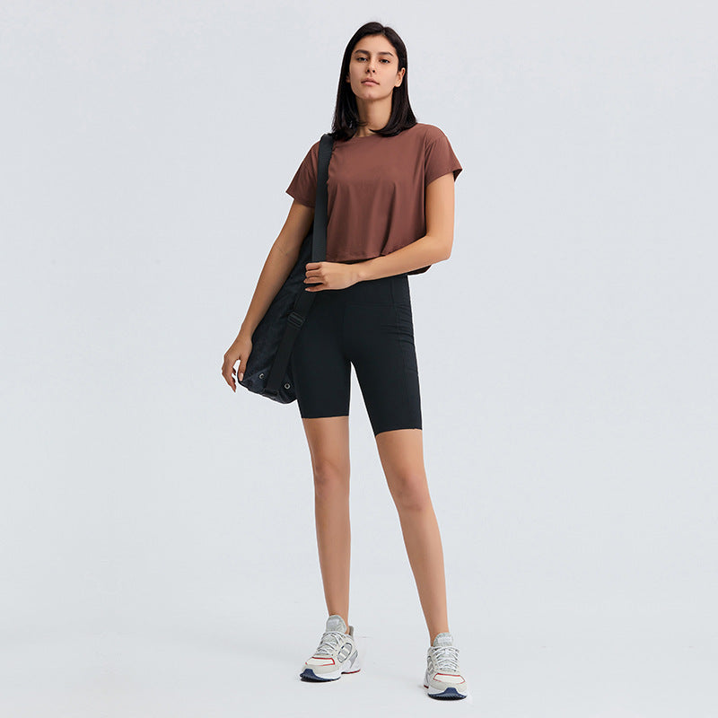 European and american new sexy cropped yoga top - women's quick-dry, loose-fit, breathable outdoor sports & fitness apparel ds071