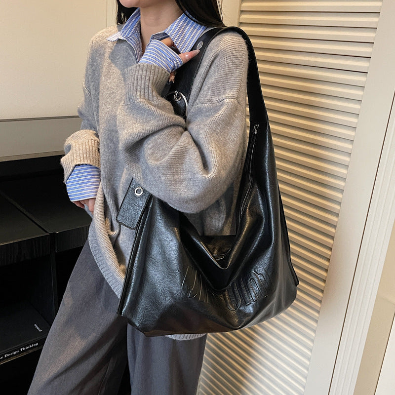 Large capacity tote bag women's 2025 new work clothingeasiest for match underarm bag niche styleretroclassy light luxury shoulder bag