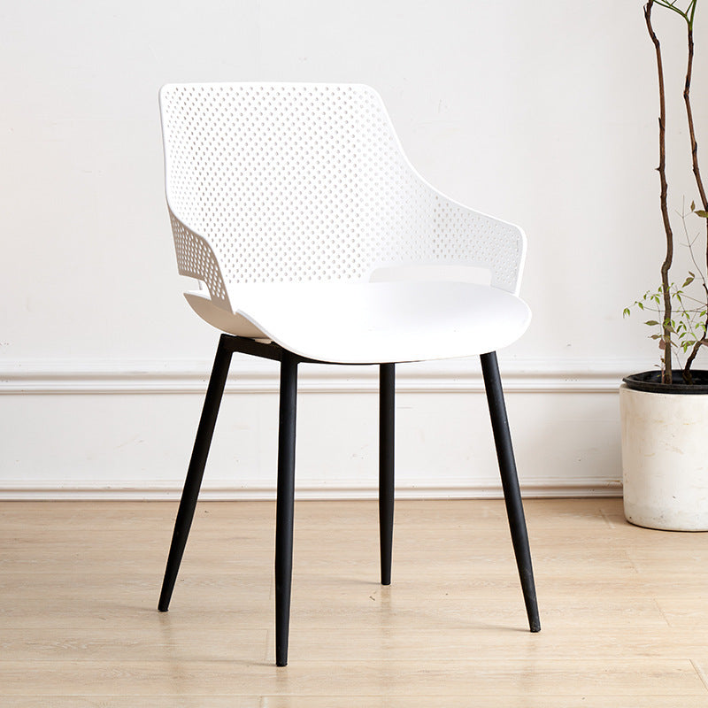 Nordic style iron and plastic backrest dining chair - suitable for dining room, outdoor, bedroom vanity, library, and casual seating