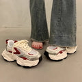Silver chunky sneakers for women, new spring/summer 2026 collection: platform, height increasing, slimming, lightweight, breathable, versatile casual athletic shoes