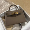 Palm grain cowhide second generation kelly bag 2024new arrivaltrendyminiclassy sense genuine leather satchel shoulder crossbody bag