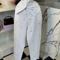 Fashion cross-border women's clothing  summer new arrivalelegant round neck sleeveless diamond-encrusted vest vest high waistpantssuit