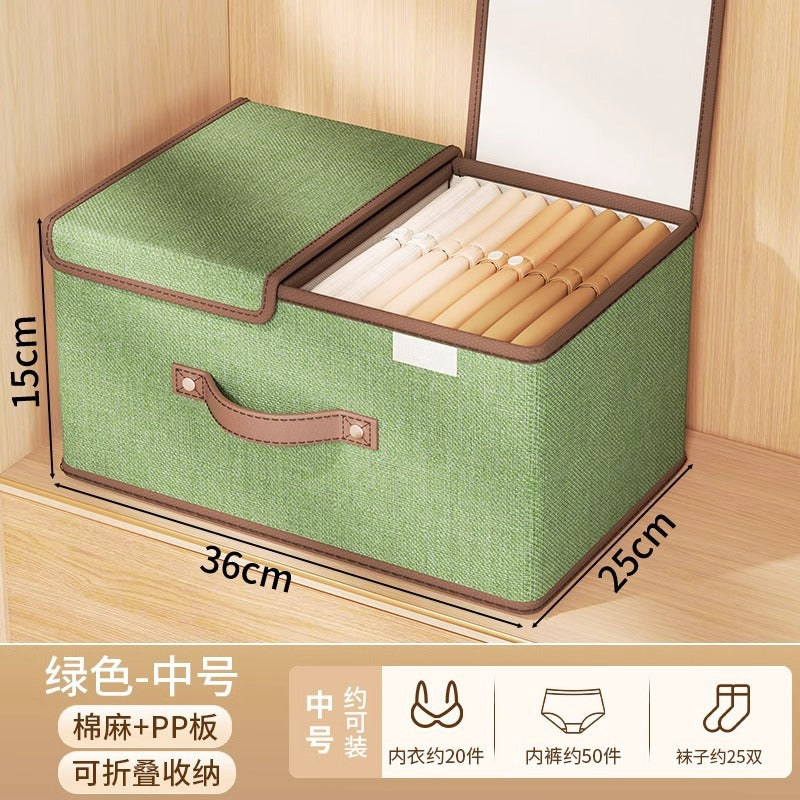 Clothes storage box Household wardrobe layered storage artifact with lid Clothes pants folding storage basket box