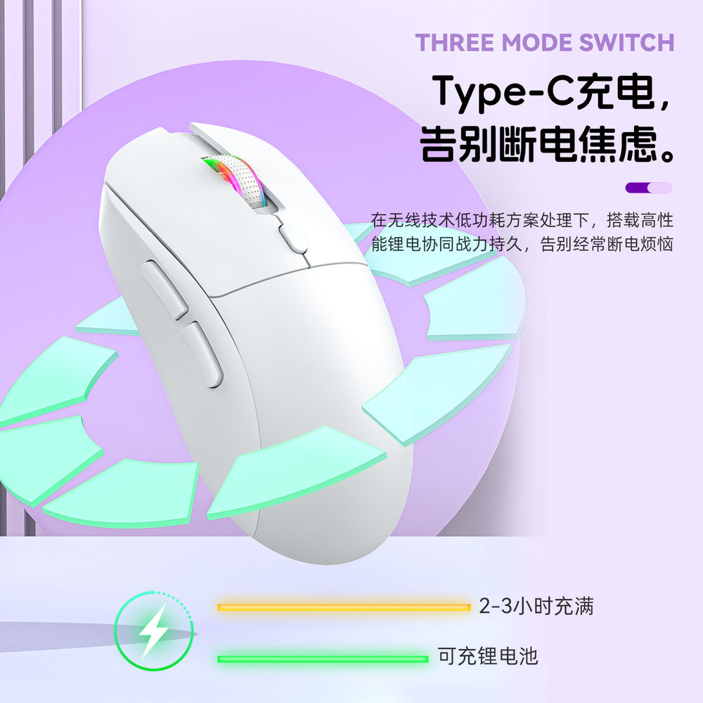 Longweishi r518 wireless bluetooth tri-mode gaming mouse - wired, 2.4g wireless, rechargeable, lightweight - perfect for esports and office use