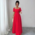 European and american cross-border women's fashion  summer solid color french bandeau backless cinched waist pleated elegant long dress