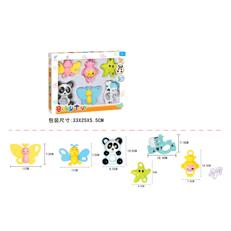 Cross-border  baby grab ball rattle cartoon fun hand rattle box set, baby small rattle toy