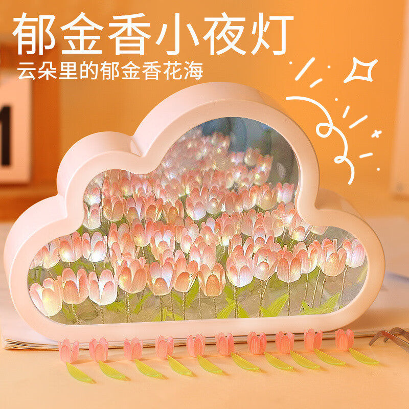 Cloud tulip night light - perfect for mother's day, valentine's day, 520, or as a handmade diy craft kit and birthday gift