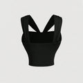 European and american cross-border niche design women's black criss-cross strap metal buckle slim-fit cropped tank top - fashionable and versatile