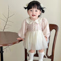 Spring & fall long sleeves thin baby princess dress with butt-covering dress for small-month-old baby girl 100-day-old dress