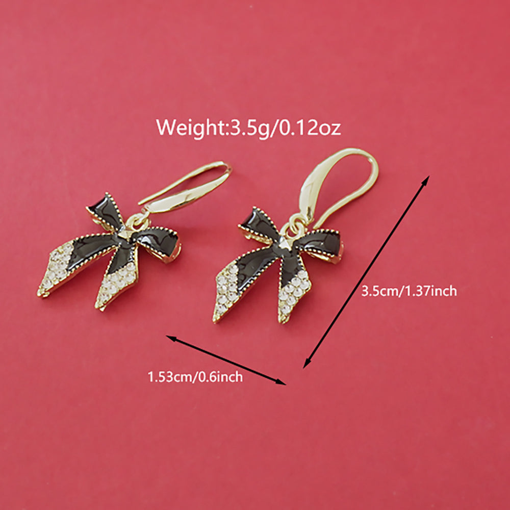 new arrival korean black bow earrings trendyeasiest for matchpopularaccessible luxurysense of design ear hooks earrings