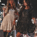 european and american export new arrival direct sales colorful fashion sequin round neck loose waist short sleeve dress banquet gown